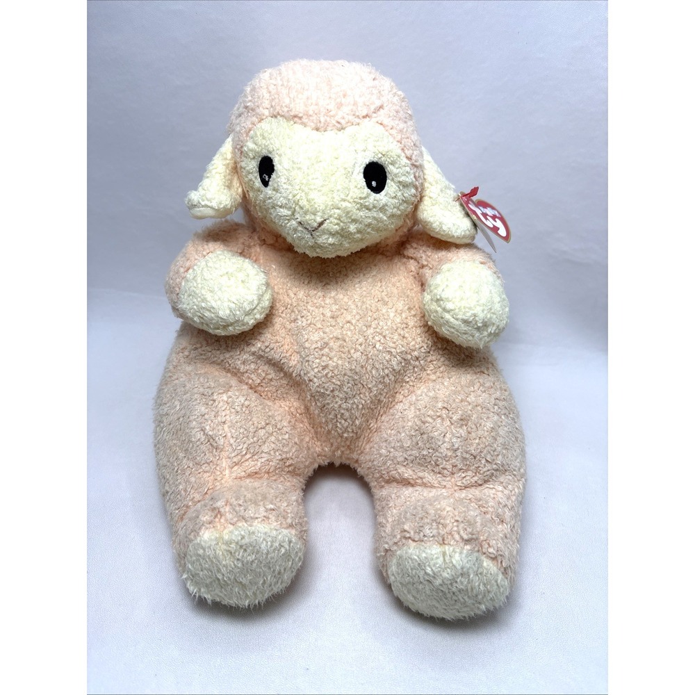 TY‎ 1999 Lamybaby Orange Lamb Sheep Rattle Pillow Pal Stuffed Animal Plush 90s